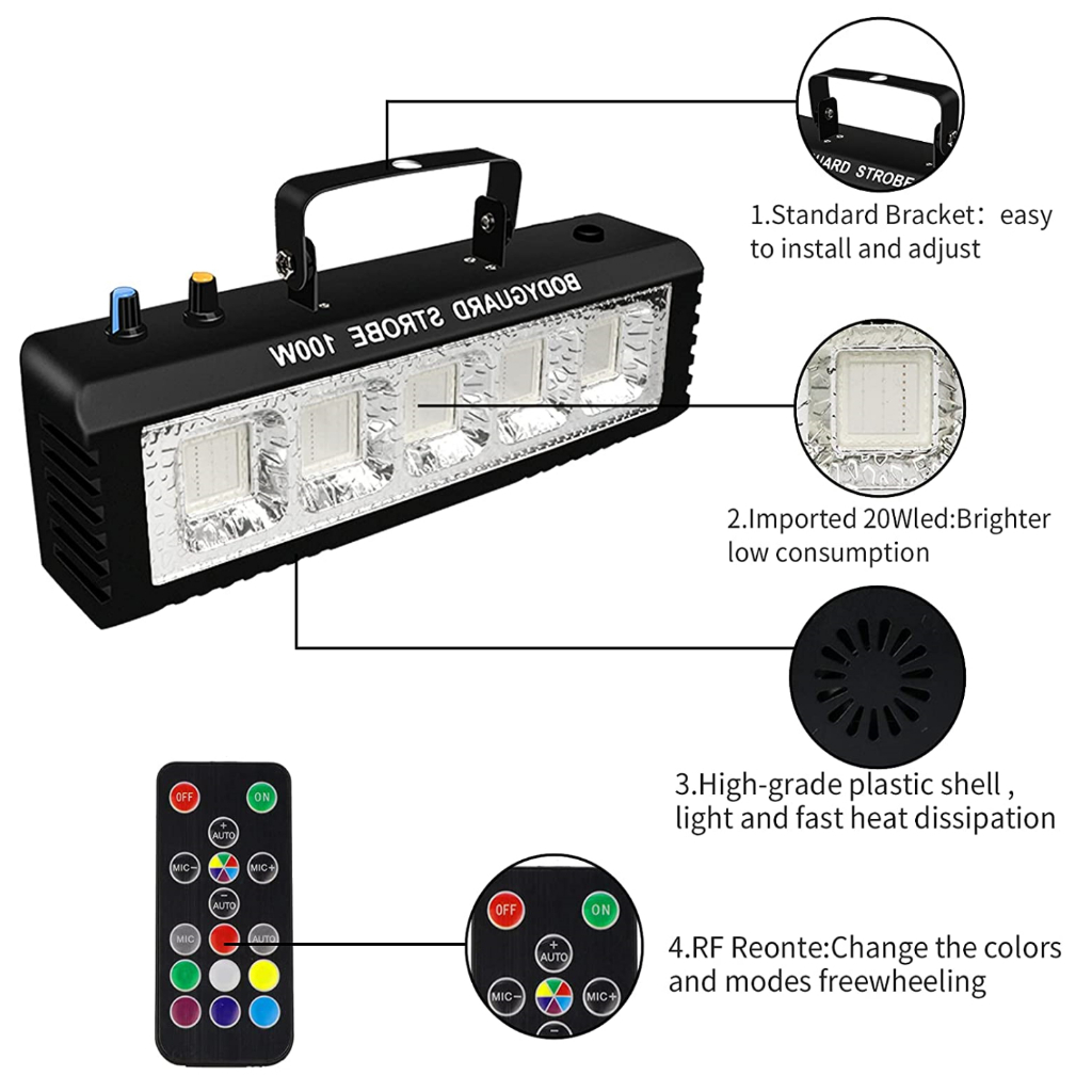 Ecostrobe Lampu LED RGB Panggung Integrated Strobe 100W with Remote - ECO-240