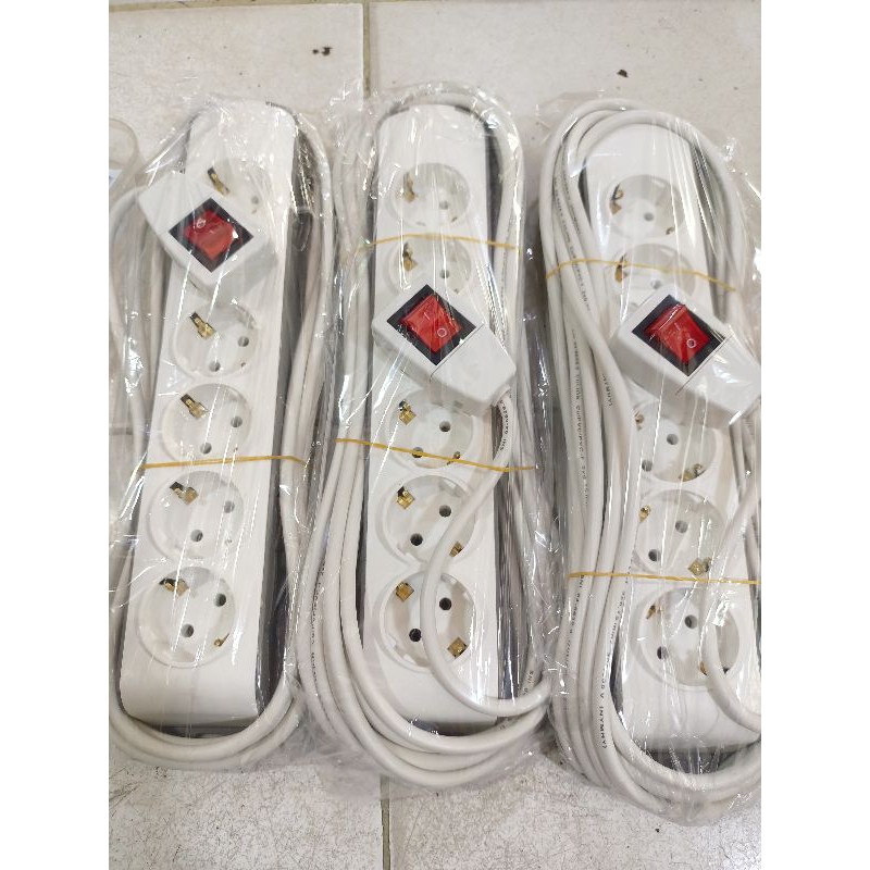 Stopkontak Broco 2-6 Lubang/kabel SNI 1-10 meter/Steker on off Kuningan