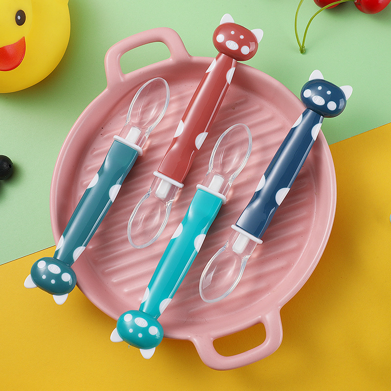 Sendok Katun makan bayi Lentur silikon Tahan Panas bentuk kartun peggy lucu Baby safety spoon / sendok mpasi / sendok lentur anak