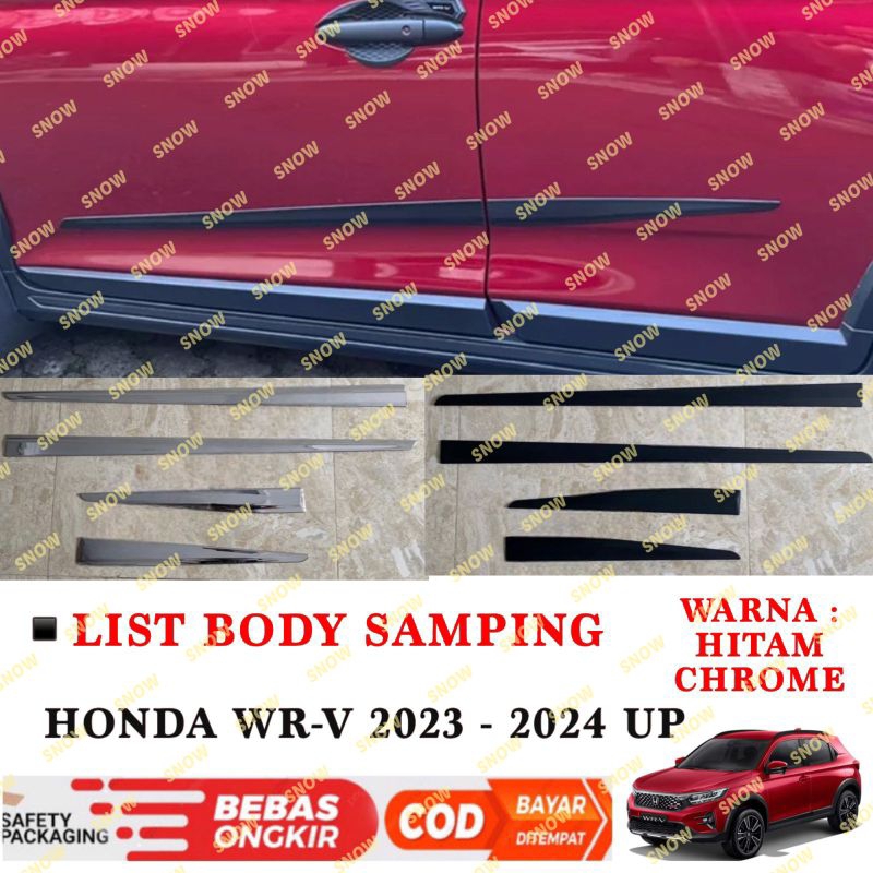 List Body Samping Mobil Honda WRV WR-V 2022 2023 2024 Up Hitam Chrome