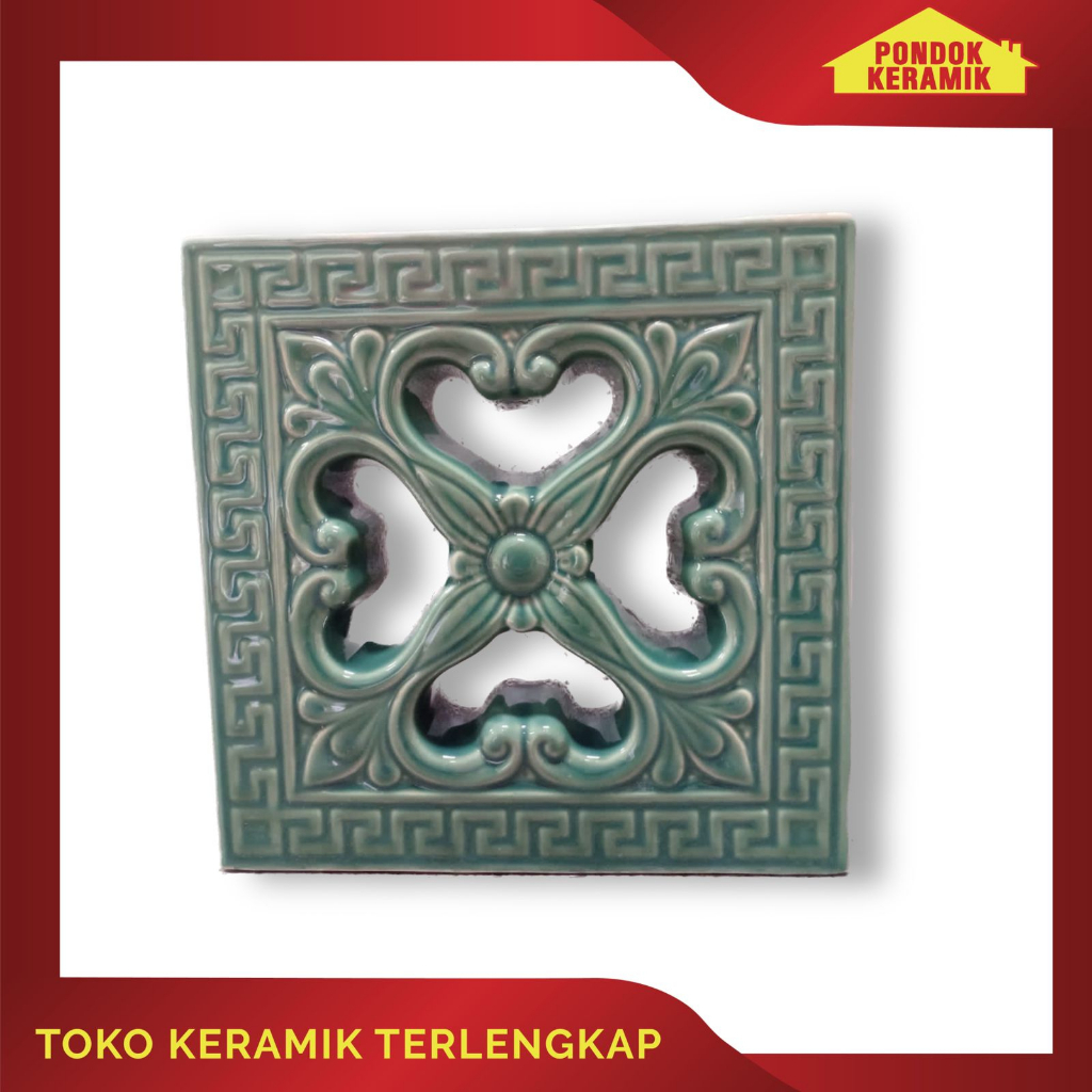Roster Keramik Lubang Angin Dinding 20x20 Sorento Hijau