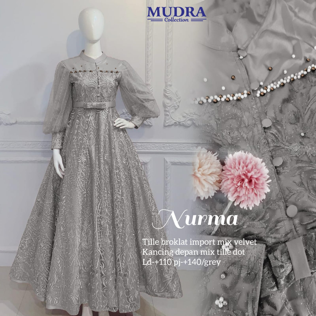 NURMA DRESS FORMAL ELEGAN BY MUDRA BAHAN TILE BROKLAT IMPORT MIX VELVET