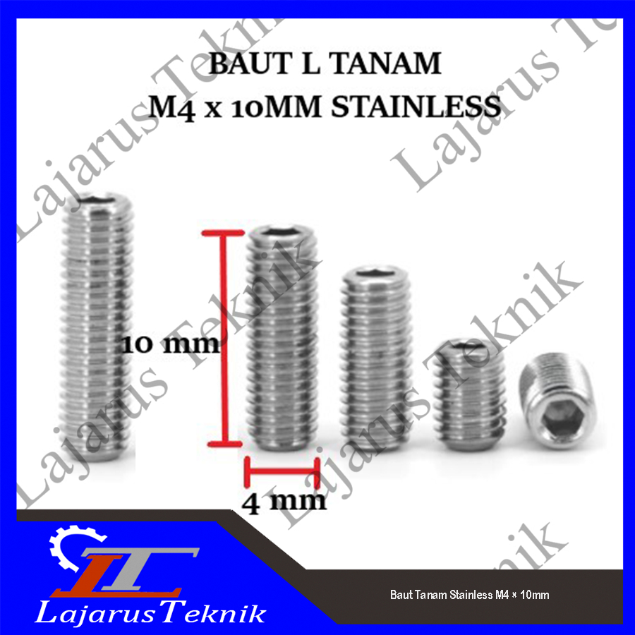 Baut Tanam Stainless M4 × 10mm