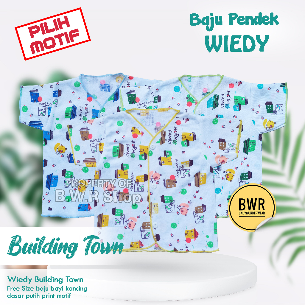 [ 3pc ] Baju Kancing Bayi WIEDY MOTIF   Pendek / Bayi 0-6 Bulan Newborn | Bwr