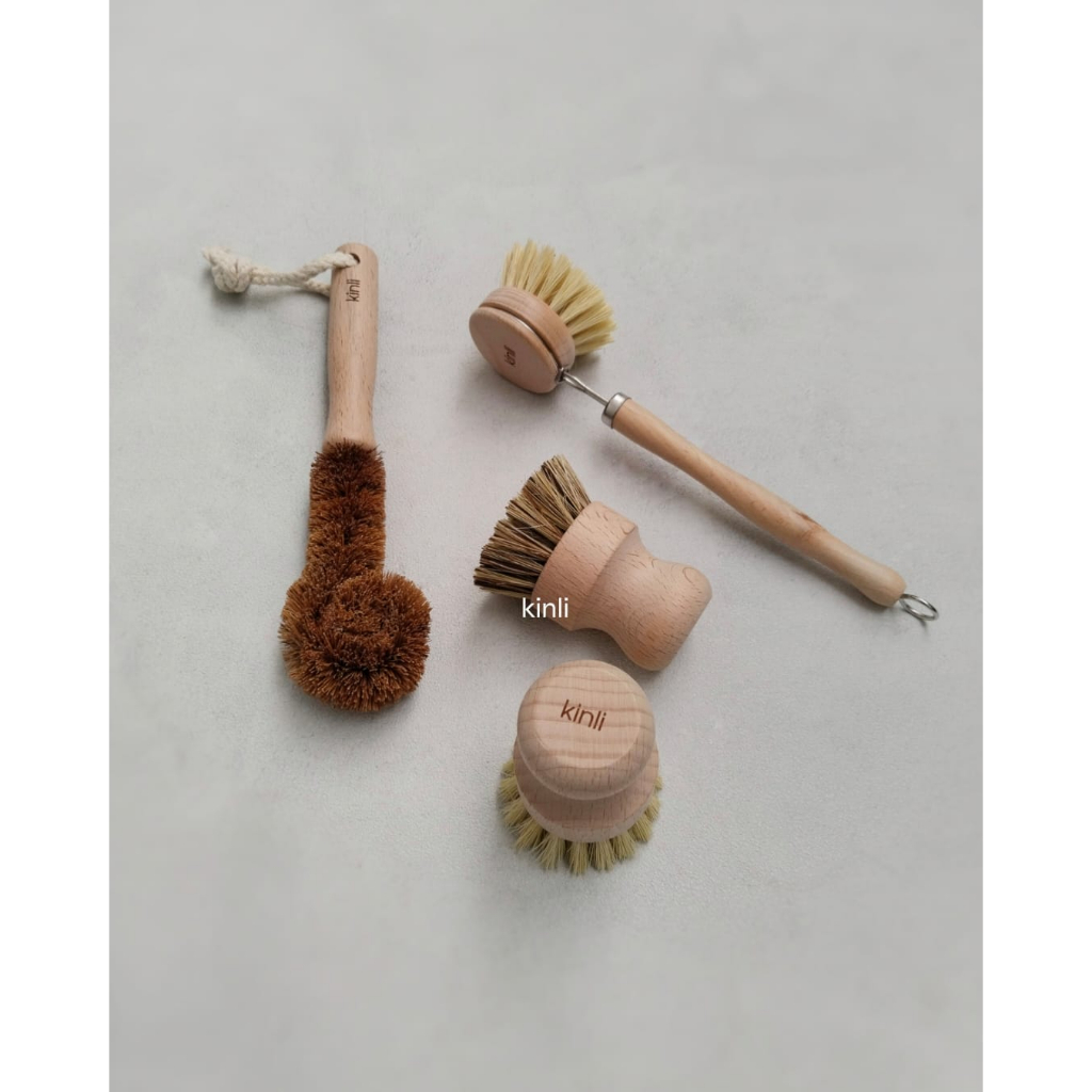 eco friendly wooden bamboo brush cleaning set sikat kayu biodegradable