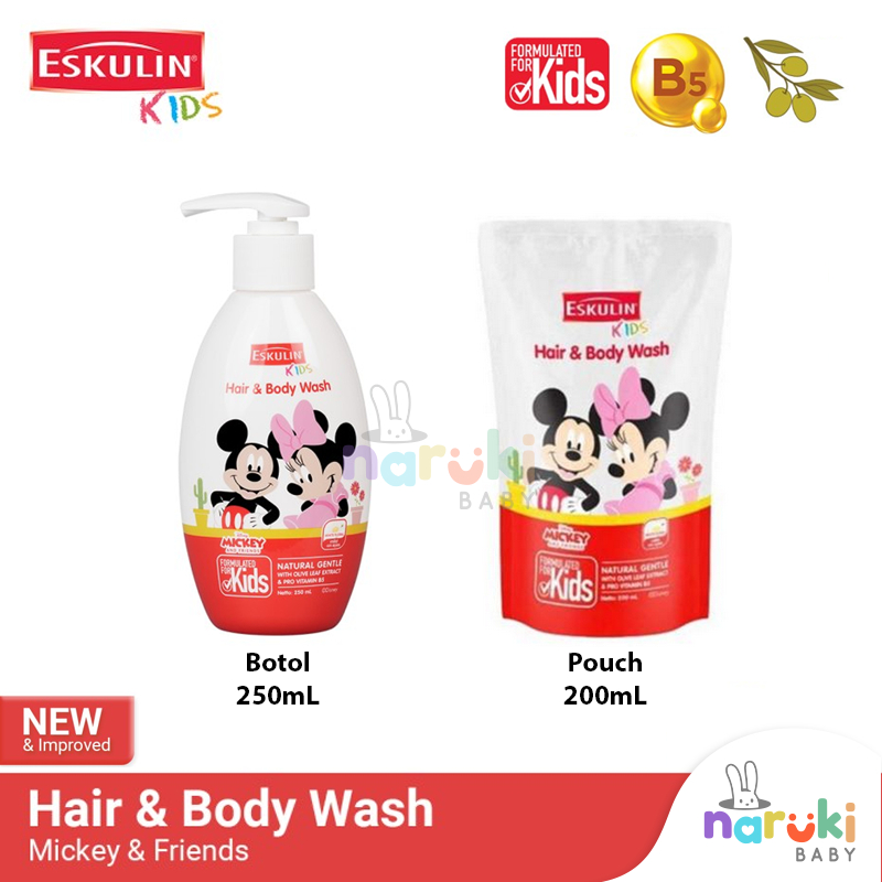 Eskulin Kids Hair and Body Wash Mickey &amp; Friends Shampoo &amp; Sabun Anak