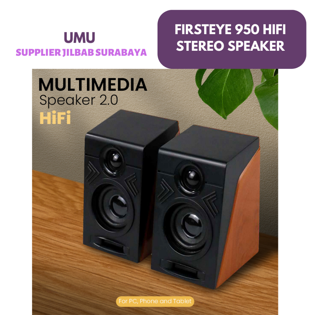 (UMU SUPPLIER) FIRST EYE 950 HIFI DESKTOP MULTIMEDIA STEREO SPEAKER 2.0 CHANNEL PC