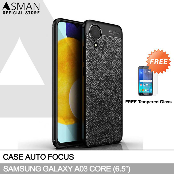 Auto Focus Samsung Galaxy A03 Core (6.5&quot;) | Soft Case Leather Premium + FREE Tempered Glass