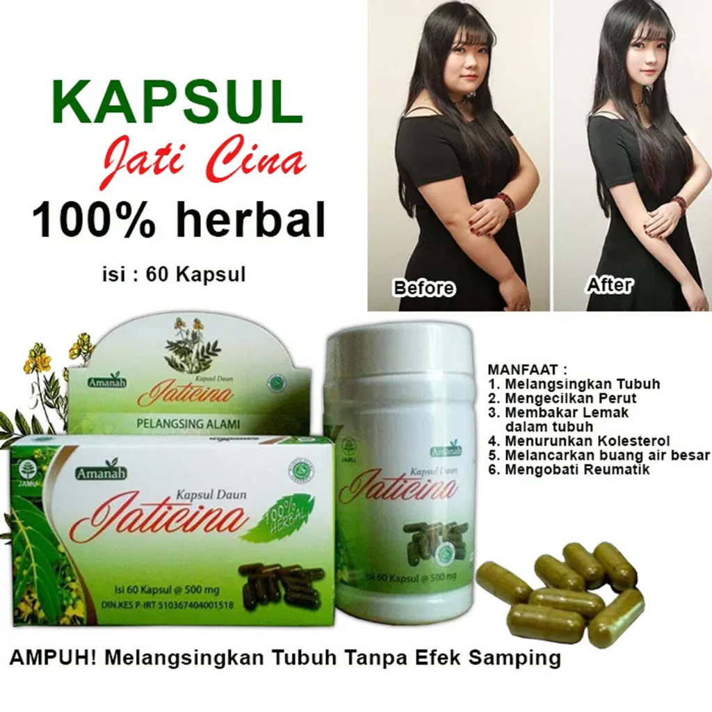 Teh Diet Jati Cina Kapsul Isi 60pcs Original 100% Teh Viral Peluntur Lemak