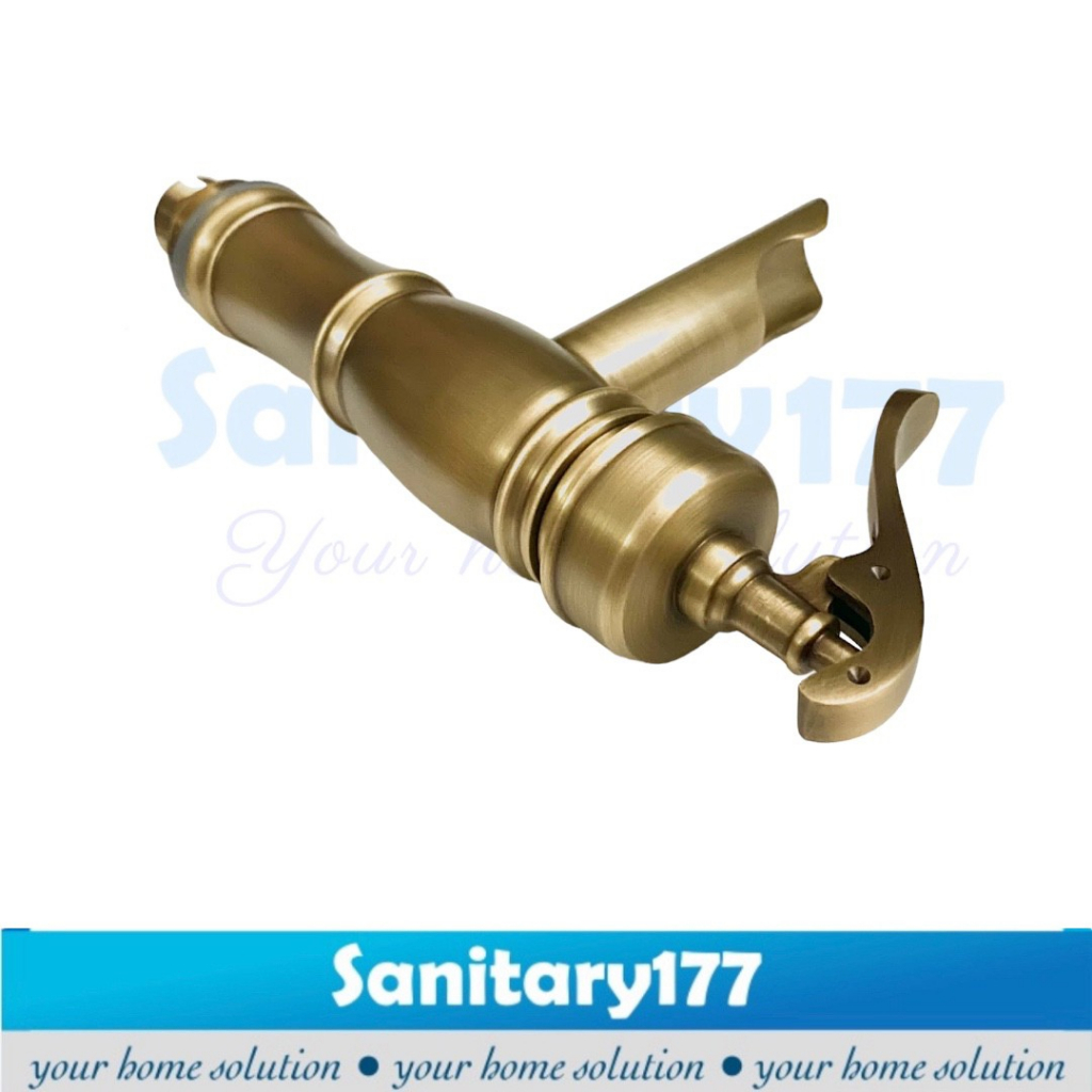 Kran Wastafel Panas Dingin  GOLD matte 84G-Keran air washtafel antik cuci tangan mixer retro model jadul eropa european antique unik uniq teko brass basin faucet