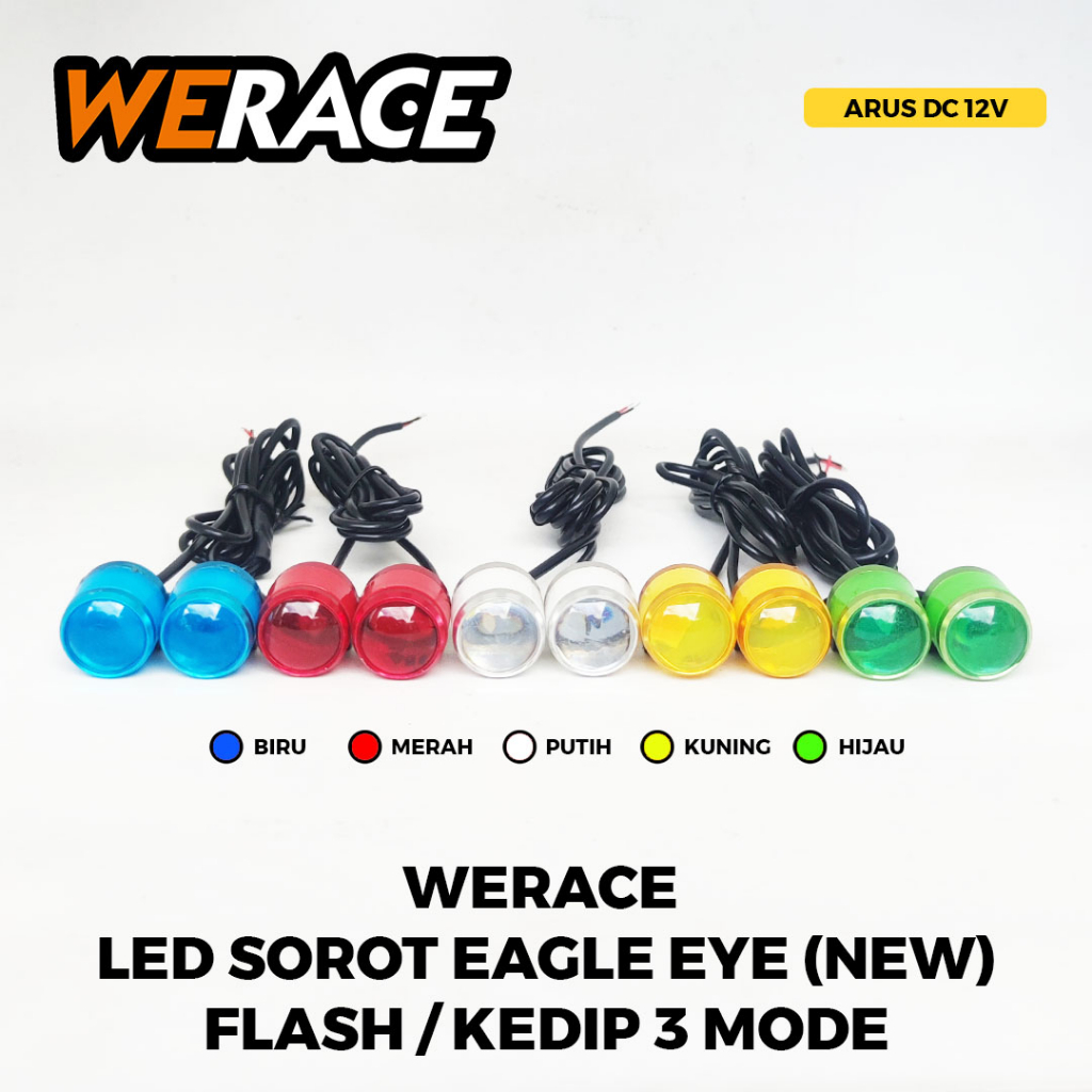 [WERACE] LAMPU LED SOROT EAGLE EYE / MATA ELANG (NEW) FLASHING (HARGA 1 SET, ISI 2 PCS) 3 MODE