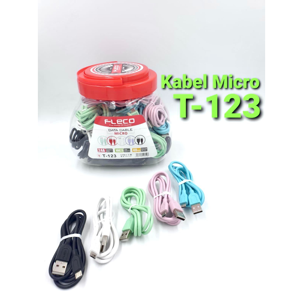 Kabel DATA toples isi 40PCS KABEL macaron fleco fast charging 2.4A PROMO SEN