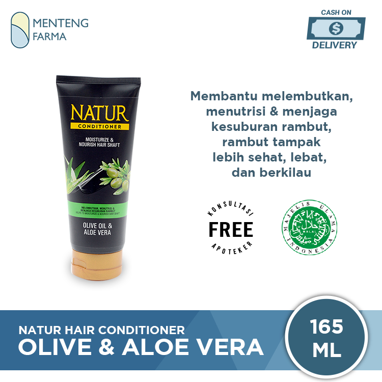 Natur Hair Conditioner Olive Oil And Aloe Vera 165 ML - Perawatan Kesuburan dan Menutrisi Rambut