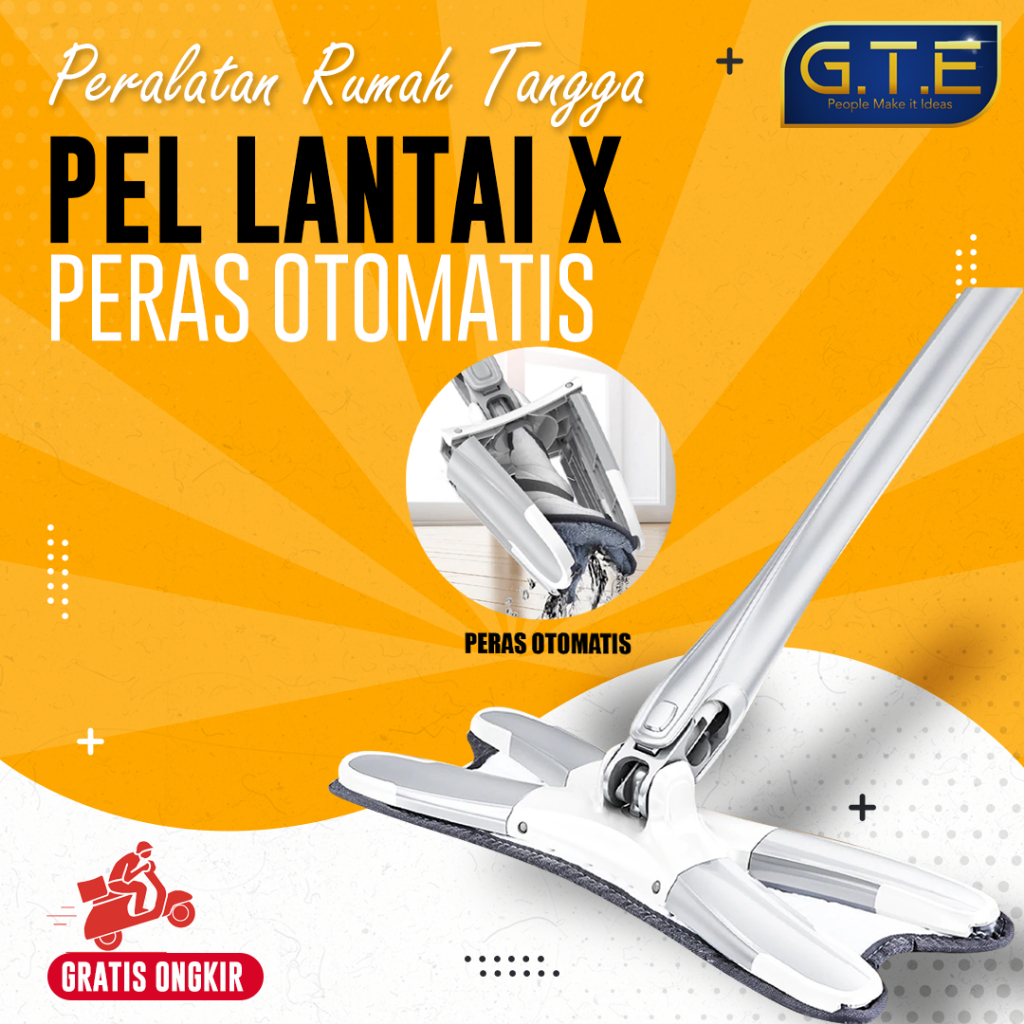 GTE | Alat Pel peras Praktis mop magic bentuk Light X-shape Mop/ pel putar twist mop