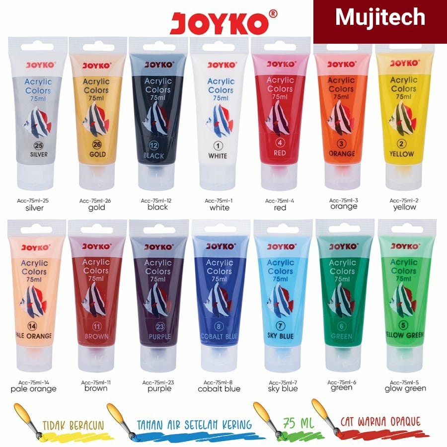 

ACRYLIC COLORS PAINT 75 ML JOYKO CAT AKRILIK WARNA MELUKIS GAMBAR