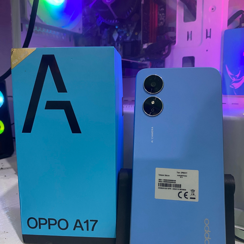 Second Like New Oppo A 17 Ram 4 + 4 / 64 GB Fullset , Baru Pakai 1 bulan setengah