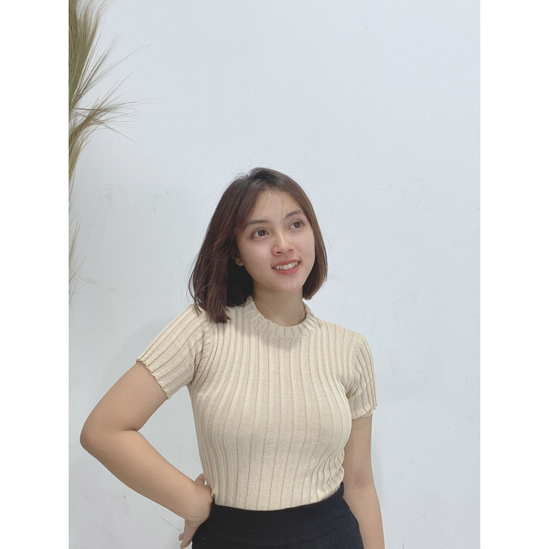 Sierra Top - Baju Basic Crop Top Bahan Premium Knit - Atasan Rajut Wanita