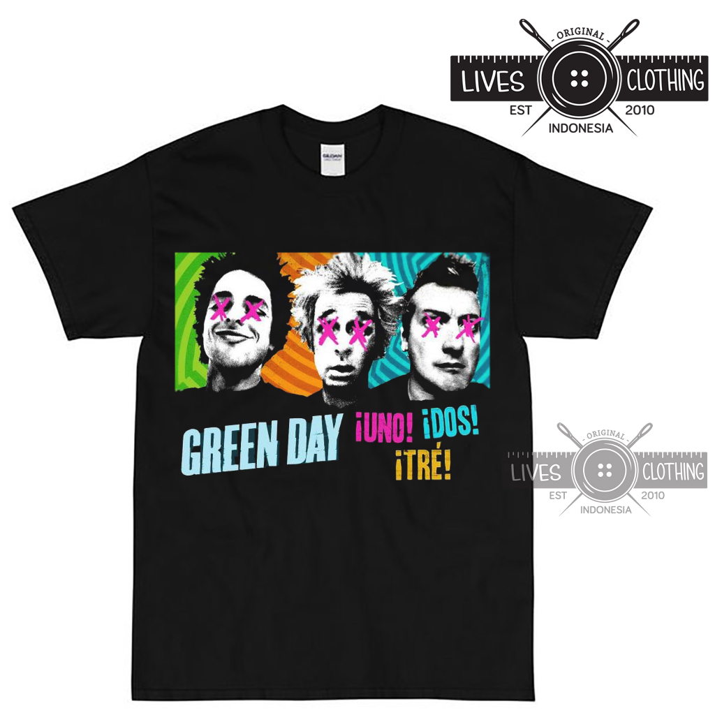 KAOS PREMIUM BAND GREEN DAY GREENDAY UNO DOS TRE / PUNK BLINK 182 SUM 41 RANCID BAD RELIGION SIMPLE 