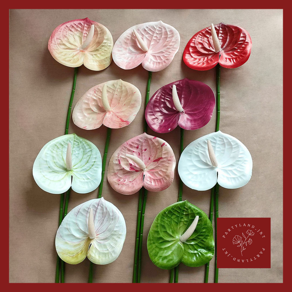 Artificial Anthurium Bunga Kuping Gajah Premium Dekorasi Wedding Bunga Plastik Buatan Palsu Hiasan Dekorasi Pernikahan Pelaminan