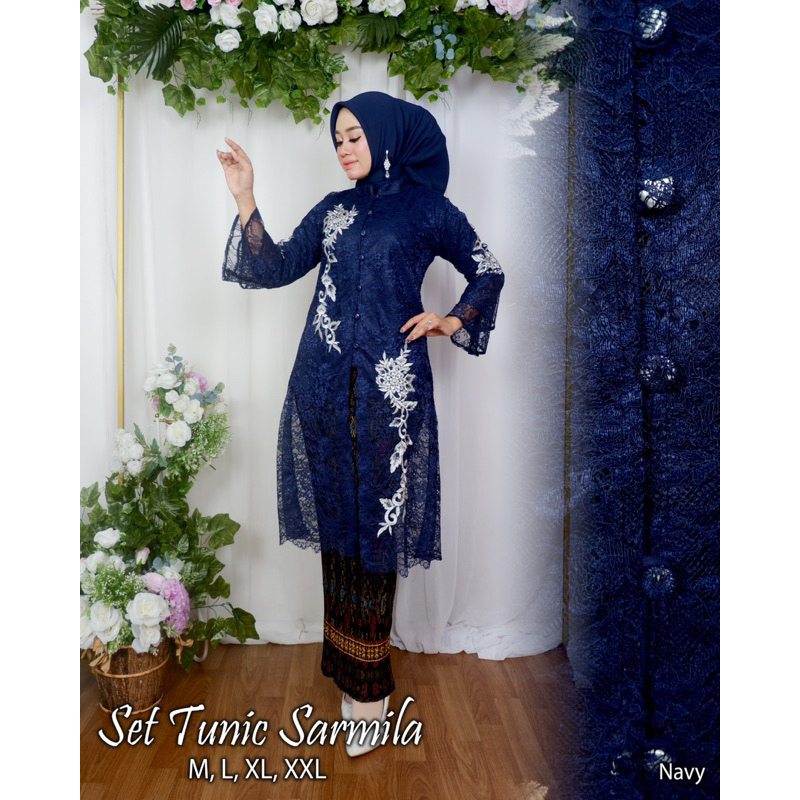 Permata Olshop / Setelan Kebaya Tunik Sarmila / Baju Kurung Kancing Brukat Modern / Kebaya Brukat Tanpa Gliter / Baju Tunik Kebaya Pesta / Kebaya Busui Tunik