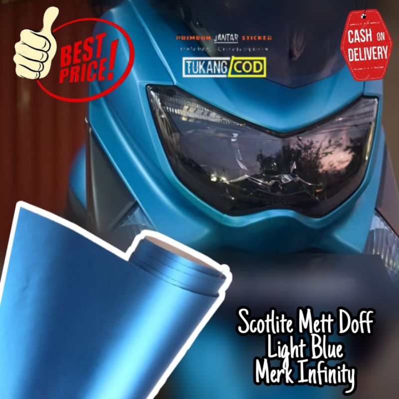 Sticker Scotlite Biru Muda Doff Metalik Stiker Skotlet Motor Warna Biru Muda Lebar 50 cm Skotlet Bir
