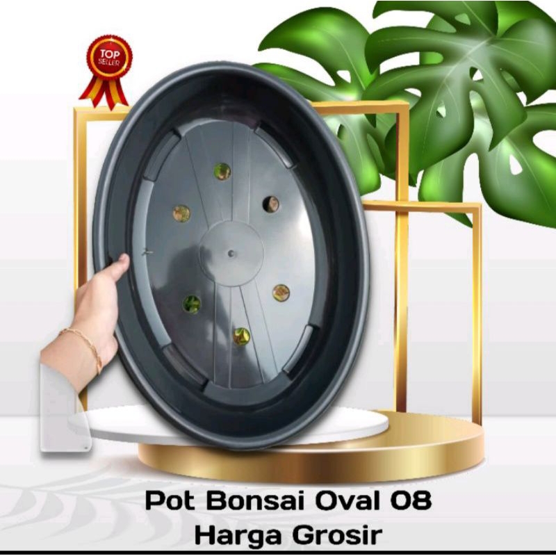 Pot bonsai oval 08, pot bonsai hitam, pot tanaman bonsai, murah