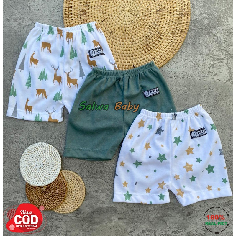 Isi 6 PCS Baju Celana Bayi / 3 Setel Baju Lengan Pendek Celana Pendek Usia 0-3 Bulan Seri Sage Green Almeera Baby and Kids