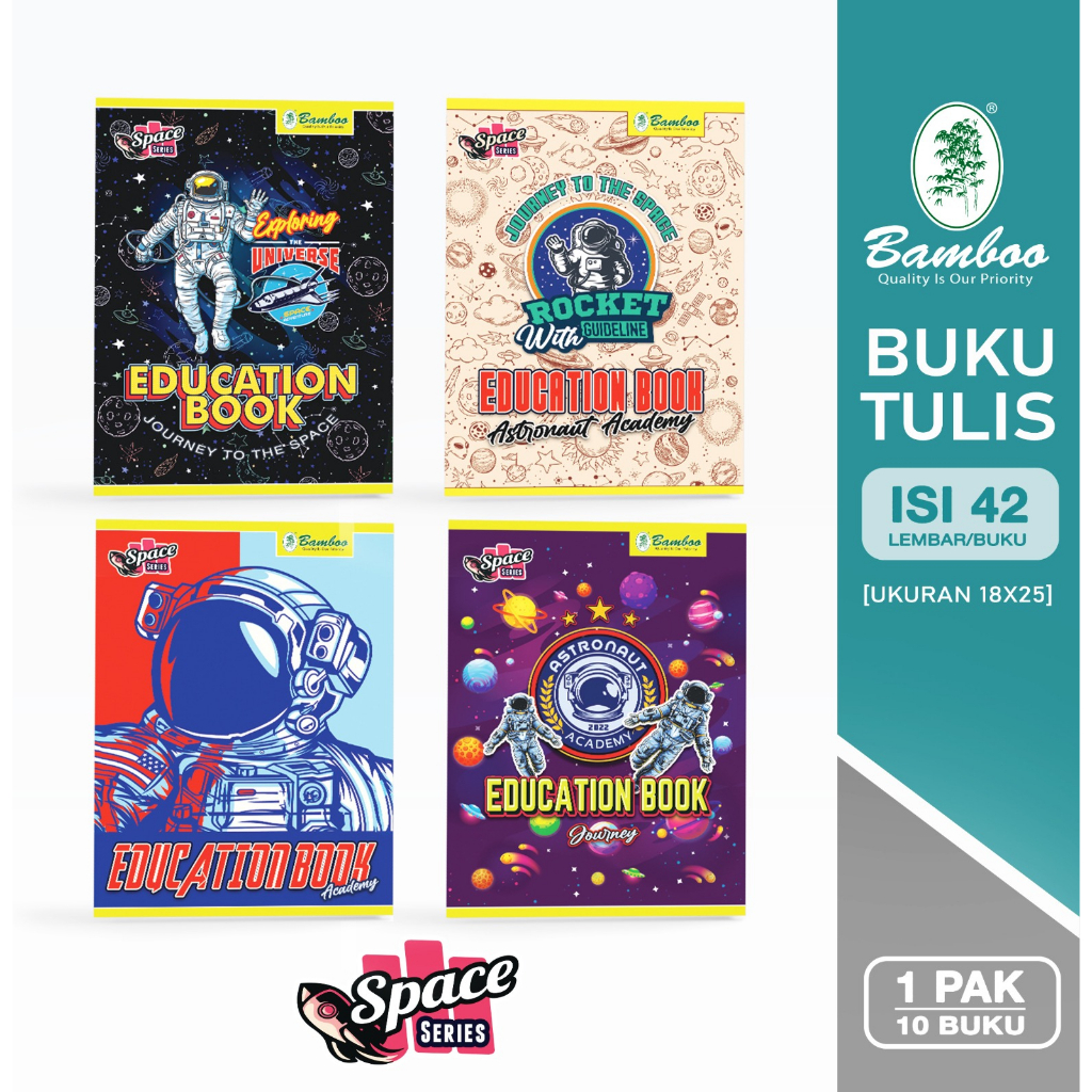 

Bamboo Buku Tulis Boxy 42 Space Series [ 1 pak/ 10 buku ]