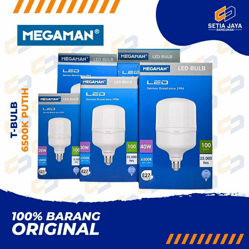 Lampu / Bohlam Led Putih Megaman / Megamen 20 / 30 / 40 / 50 / 60 Watt