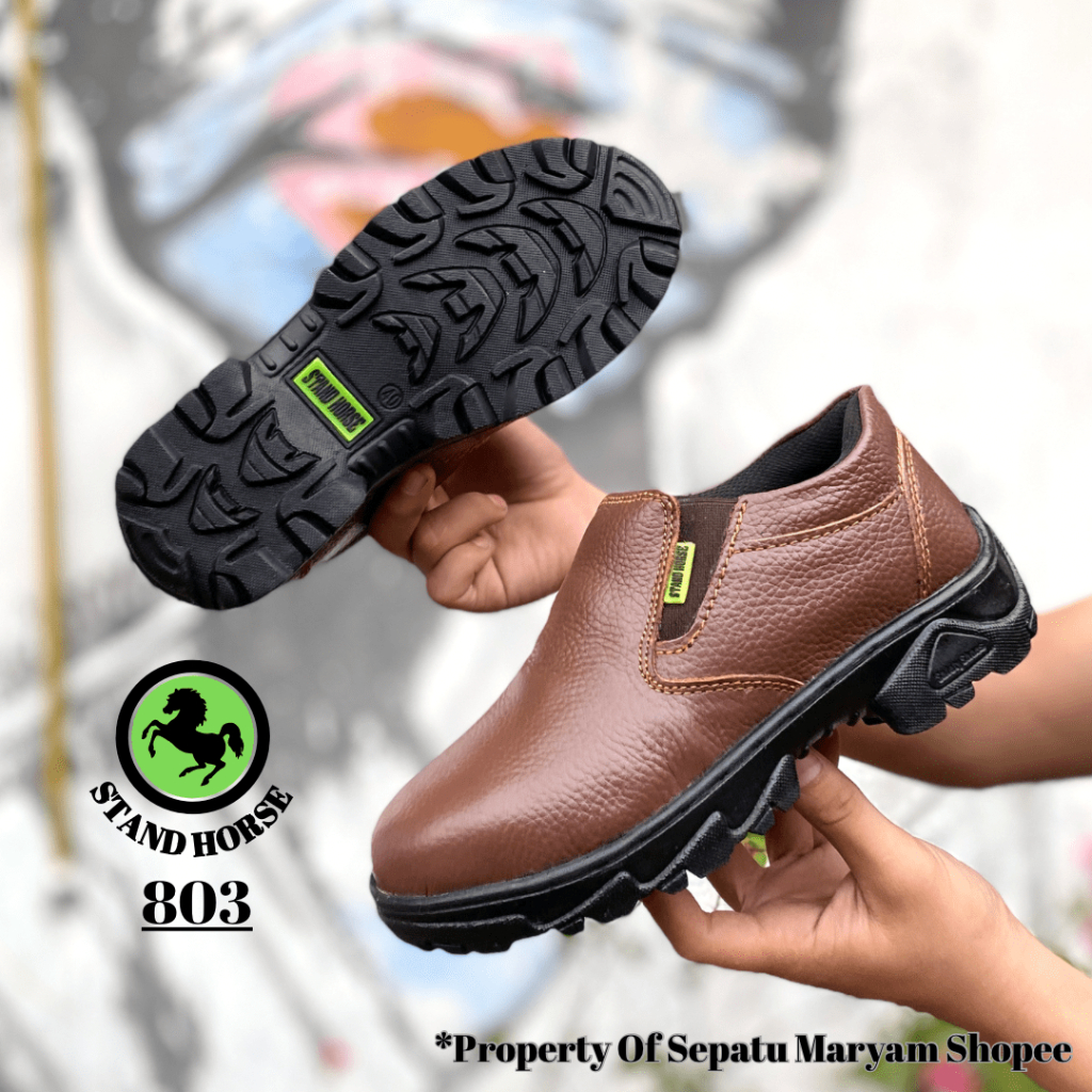 Sepatu Safety Slip On Casual Kulit Asli Safety Shoes Low Boots Ujung Besi Sepatu Septy Septi Ori SNI