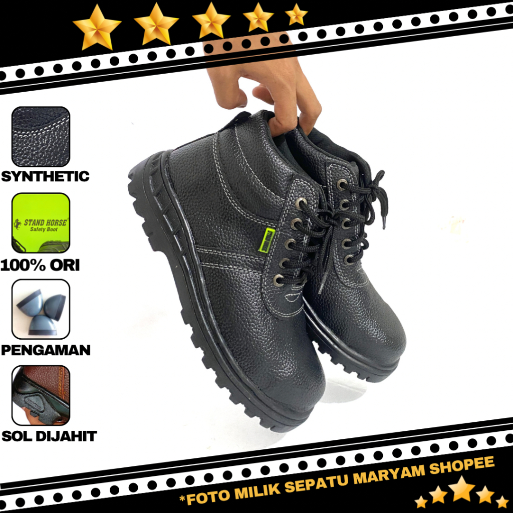 Sepatu Safety Pria Boots Tali Ujung Besi Sepatu Kitchen Sefty Murah Safety Shoes Ori SNI