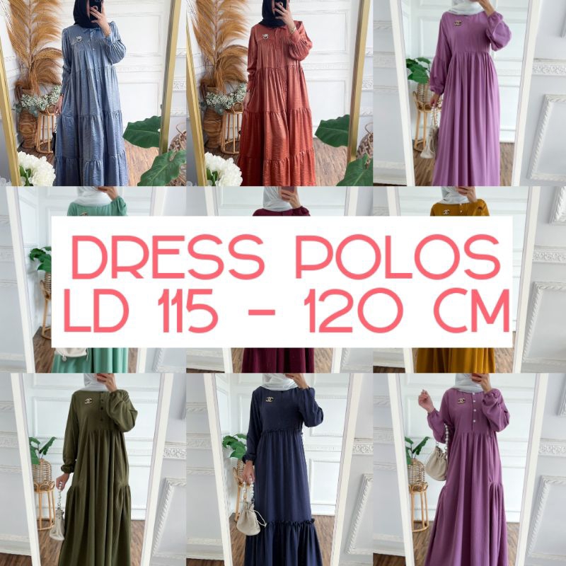 Dress gamis polos LD 115 - 120 cm