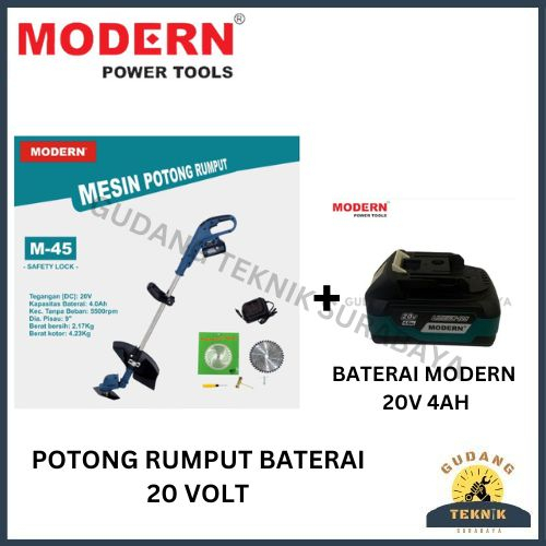 Modern M-45 Mesin potong rumput Cordless Lawn mower M45/M 45/2 baterai