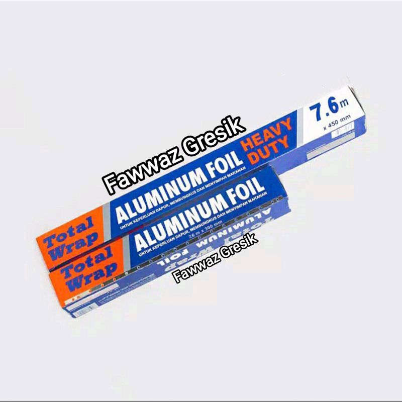 Alumunium foil roll / foil wrap / food total wrap 300 mm x 7,6m dan 450 mm x 7.6 m membungkus menyimpan makanan