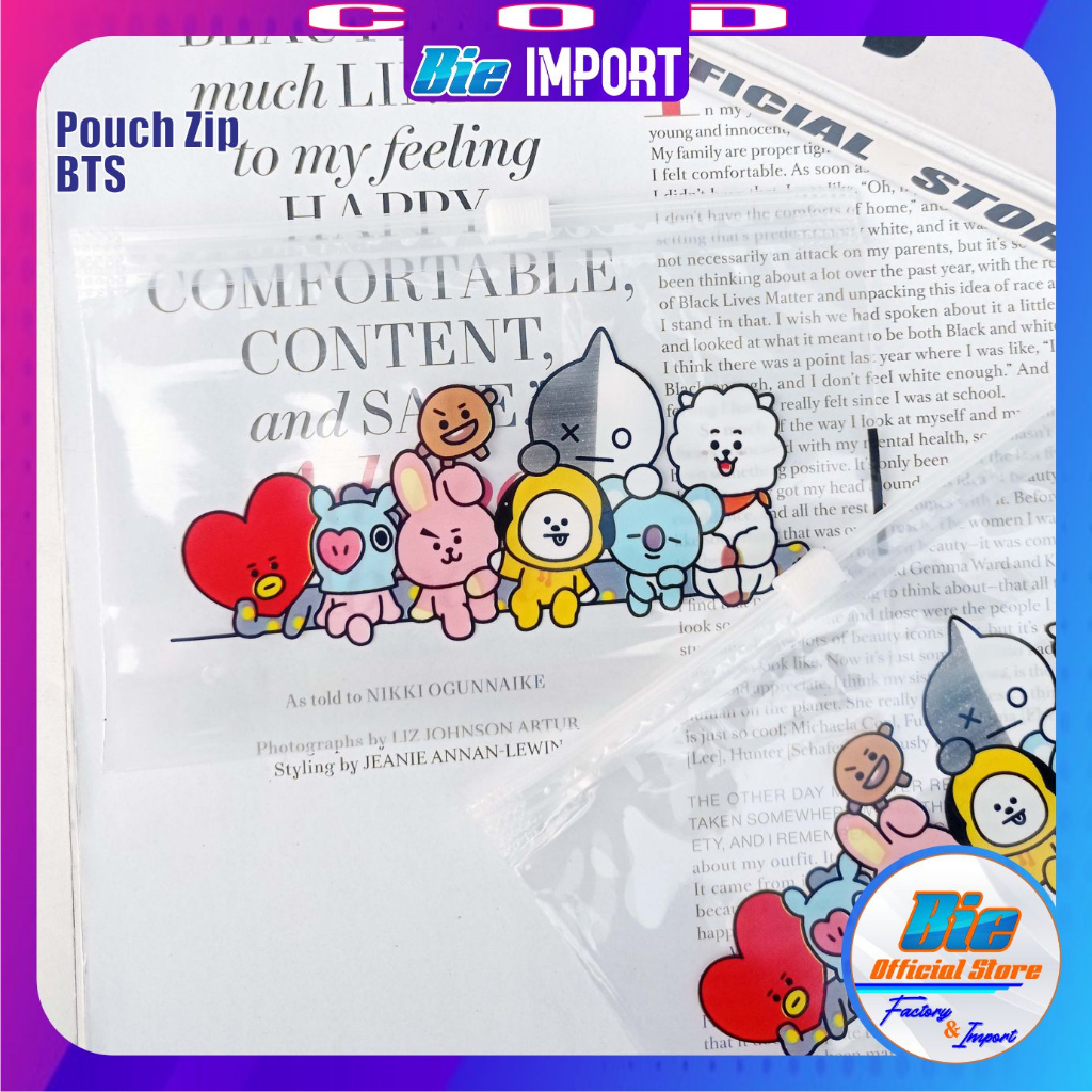 Pouch Zipper BTS Bening Premium / Tempat Serbaguna Impor Best Seller