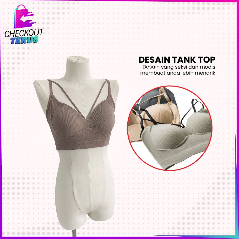 CT P297 Tank Top Bra Wanita V-Neck With Cup Bra Atasan Tanktop Crop Sexy Korean Style Pakain Dalam Cewek Import