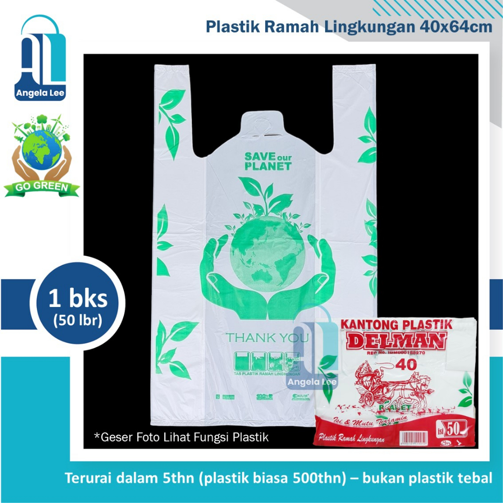 Kantong Plastik Sampah Ramah Lingkungan Delman uk 40 isi 50lbr