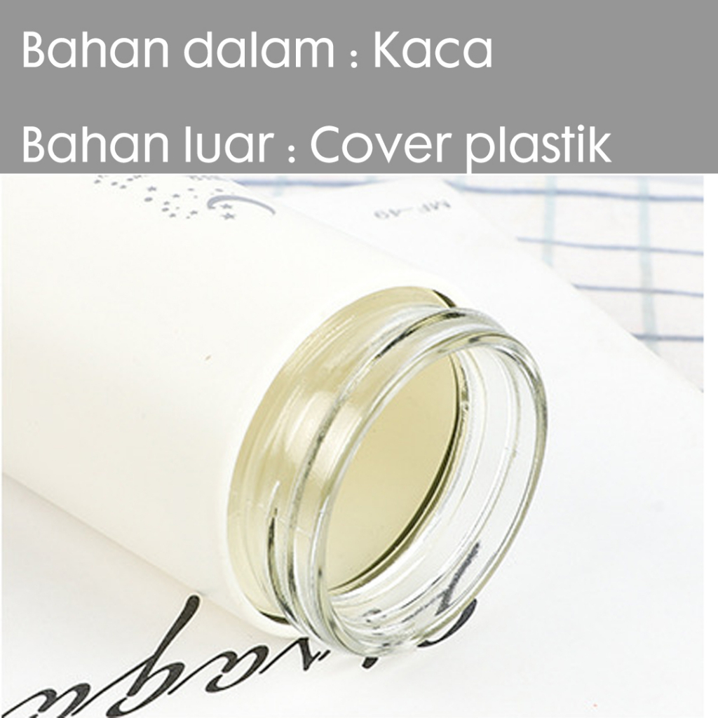 Botol Minum kaca Rusa 450 ml | Botol Thermos Mini | Botol Minum Kaca Unik | BPA FREE