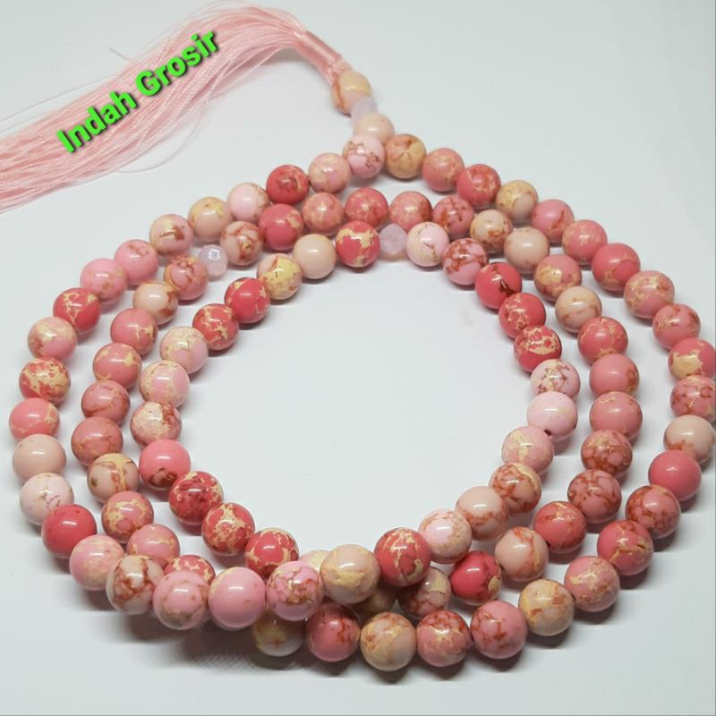 Tasbih batu firus nivada pink 8mm 99butir natural