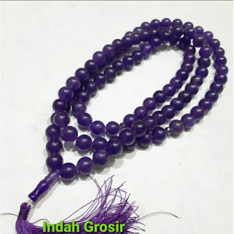 Tasbih jumbo batu kecubung wulung kristal 14mm 99butir