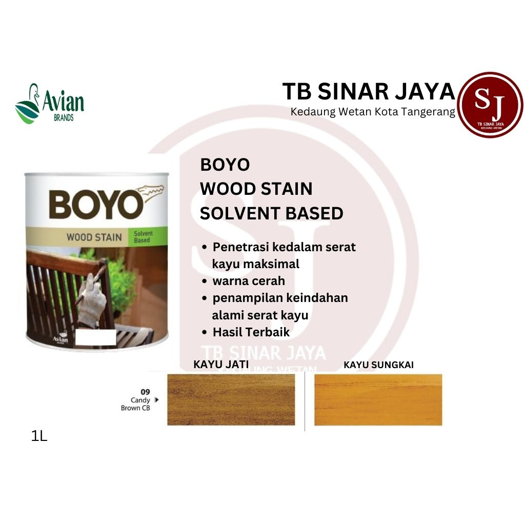 BOYO WOOD STAIN CAT KAYU PILITUR SOLVENT BASE  BASED AVIAN THINER 1KG - 09 CANDY BROWN CB