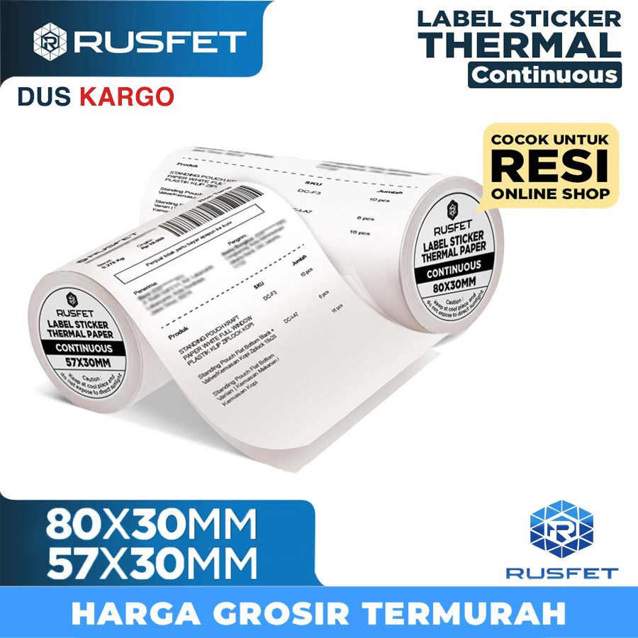 

Label Sticker CONTINUOUS Thermal Core Resi Barcode Online Rusfet / DUS