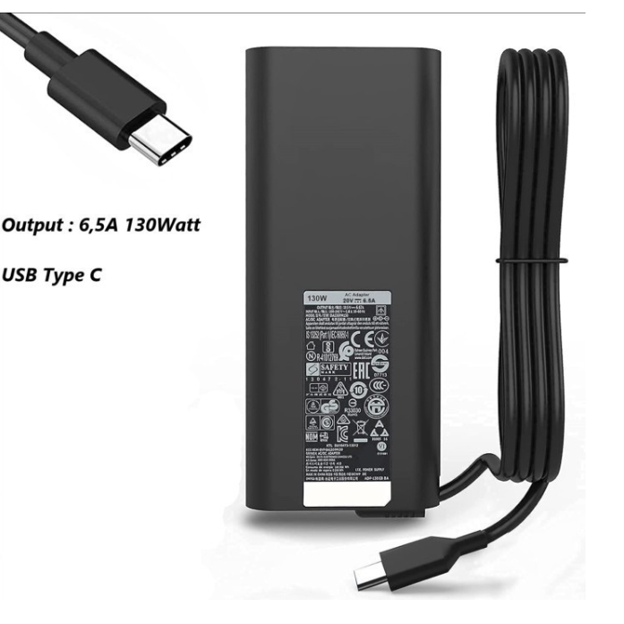 charger casan Adaptor Original Dell Precision  5401 20V 6.5A 130W XPS 13 9560 15 9575 5530 5550 3560 3550 355 Type C 130Watt 130 WATT ORI