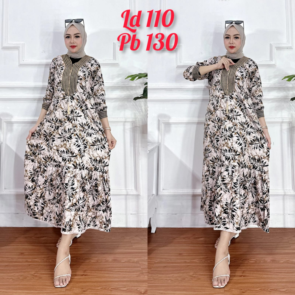 Longdress Renda Gamis Sultan Busui Tali Belakang Rempel Bawah Claressa Collection Pasti Promo