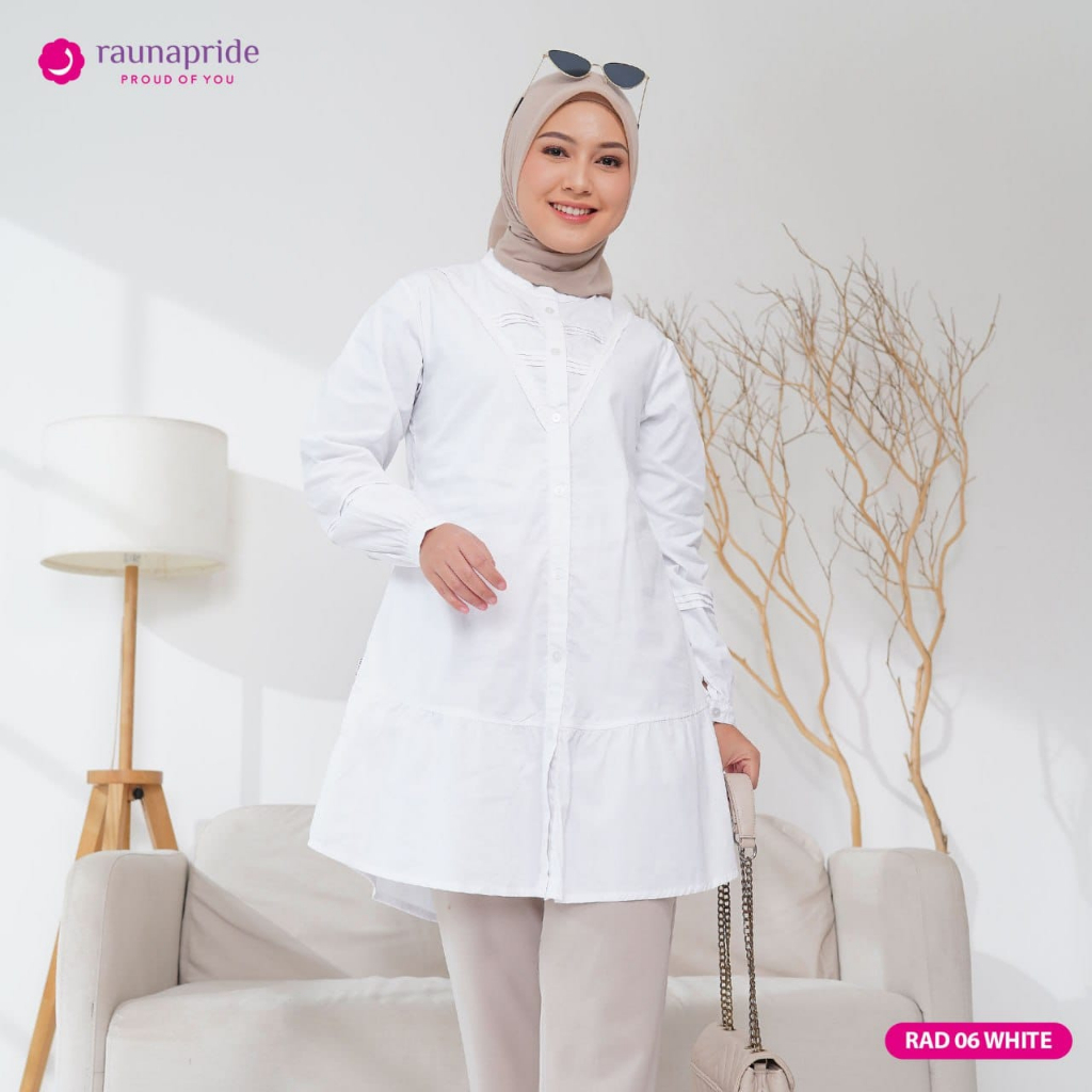 baju atasan wanita muslim warna putih  terbaru