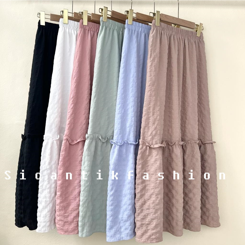 Rok Polos Wanita Crinkle Import / Skirt Cewek Korean