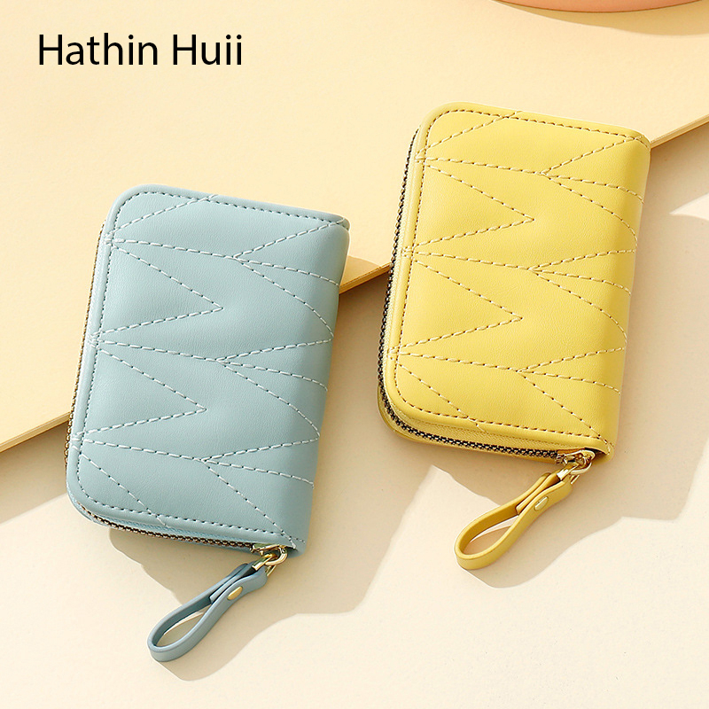 Hathin muii - Dompet Kartu Wanita KOREA IMPORT PU Leather Premium wallet Gemma Quilted Dompet wanita MINI RESLETING FASHION SHORT CARD Wallet