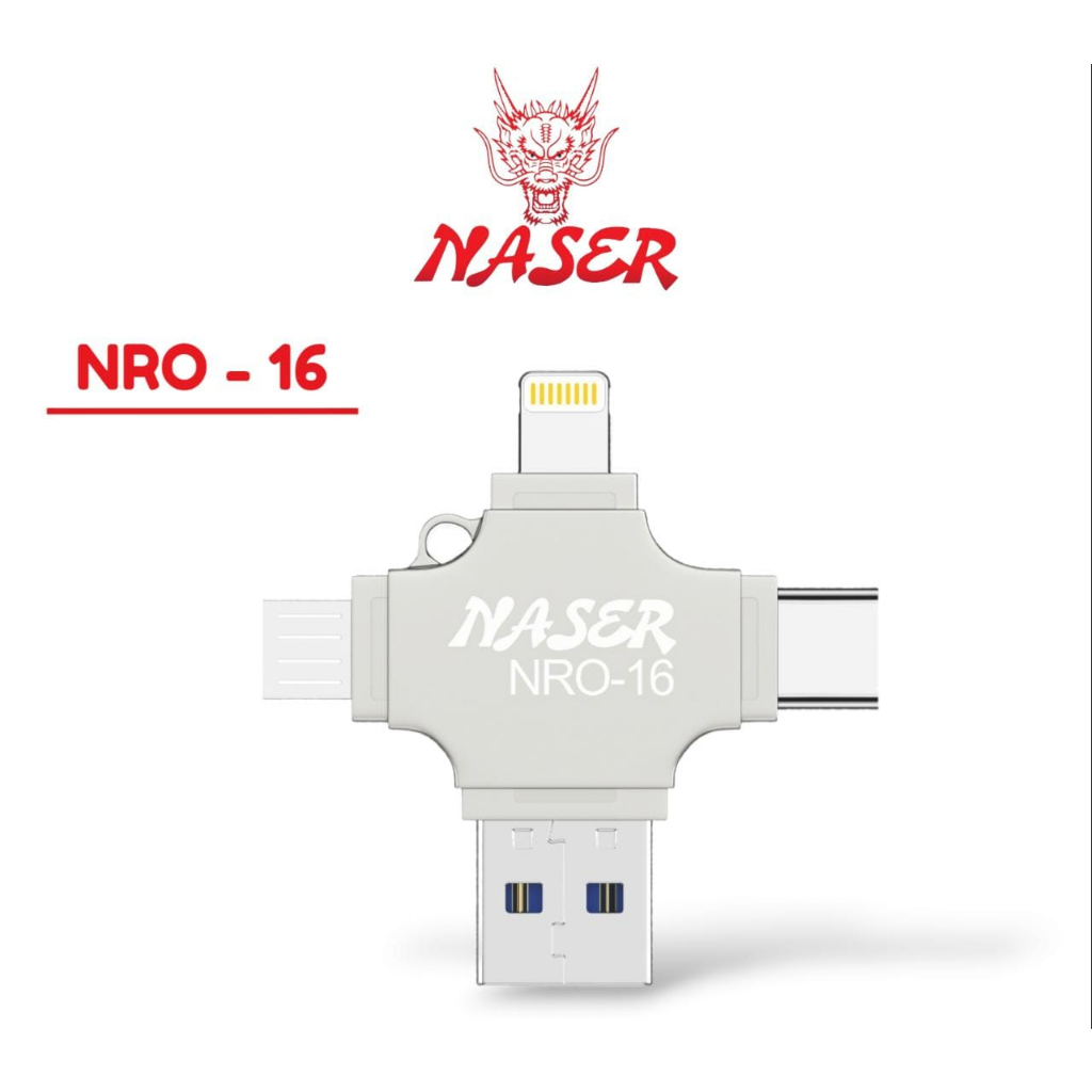 NASER OTG 4IN1 NRO-16 / Otg Usb 3.0 to Micro + Type C + Lightning / 4in1 Usb Flash Drive Multi Function