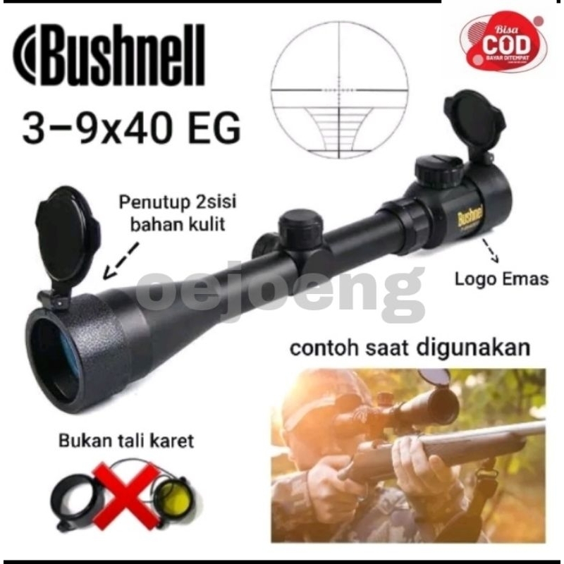 Teleskop Bushnell 3-9X40 EG Telescope 3 Lampu RGB Tele Teropong Kekeran Senapan