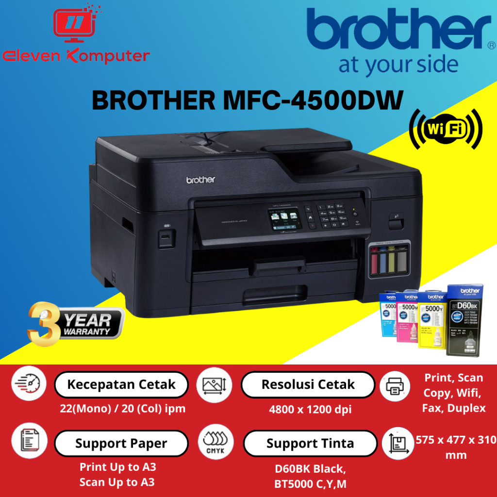 

Printer Brother MFC T4500DW Garansi Resmi T4000DW Printer Ink Jet J3540DW